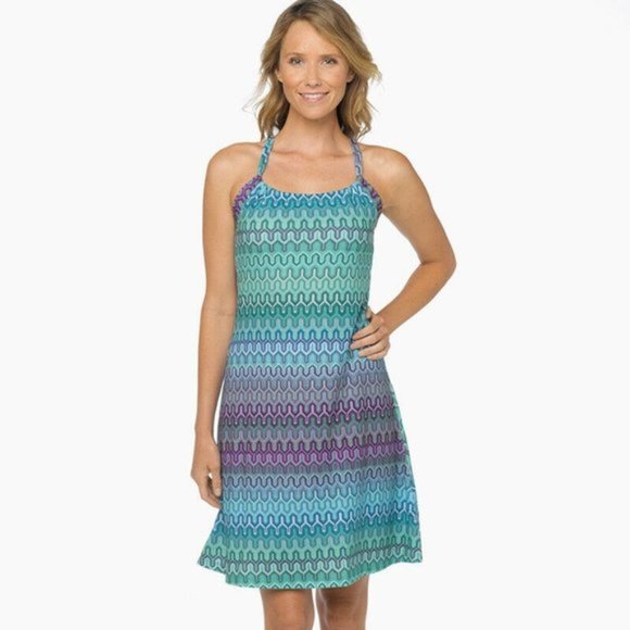 [SOLD] Prana Women's Size M Quinn Dress Cool Green Ibiza Racerback Knee Length - Picture 1 of 10